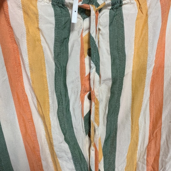 ANTHROPOLOGIE STRIPED HALTER FLOWY DRESS MEDIUM GREEN ORANGE - Picture 5 of 6